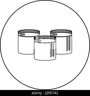 Serbatoi con l'icona di conservazione dell'olio in cerchio rotondo nero disegno vettoriale immagine contorno linea sottile stile semplice Illustrazione Vettoriale