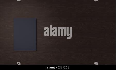 Passaporto blu, vuoto di tessere paese o testi, su sfondo di legno, Passport Mockup Foto Stock