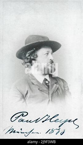 Ritratto di Paul Heyse. Paul Johann Ludwig von Heyse (1830 – 1914) è stato un illustre scrittore e traduttore tedesco. 1880 Foto Stock