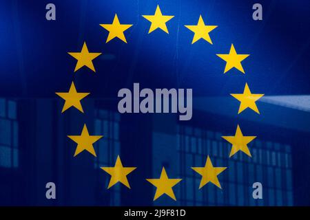 Bruxelles, Belgio. 23rd maggio 2022. Esterno della sede della Commissione europea a Bruxelles, Belgio, il 23 maggio 2022. Credit: ALEXANDROS MICHAILIDIS/Alamy Live News Foto Stock