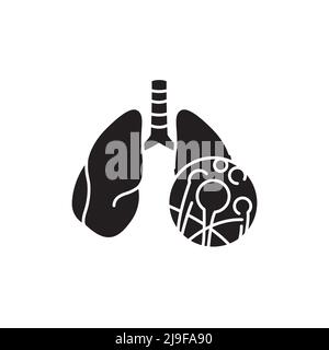 Icona della linea di colore della mucormicosi polmonare. Malattie umane. Pittogramma per pagina web, app mobile, promo. Illustrazione Vettoriale