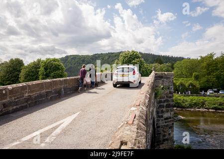 Pont Fawr (Llanrwst Bridge) River Conwy, Llanrwst, Conwy, Galles, Regno Unito Foto Stock