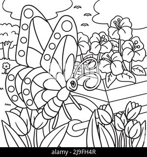 Butterfly Coloring Page for Kids Illustrazione Vettoriale