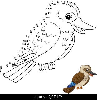 Punto a Dot Kookaburra Animal Coloring Page Illustrazione Vettoriale