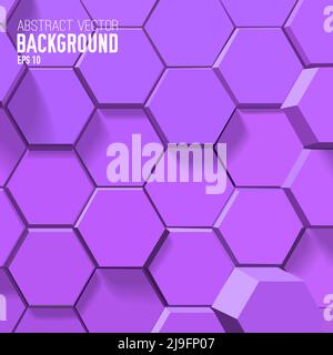 Sfondo astratto scientifico con esagoni 3D viola in mosaico geometrico illustrazione vettoriale di stile Illustrazione Vettoriale