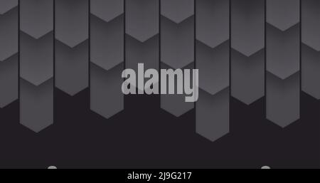 Sfondo nero astratto con strisce con estremità a triangolo dall'alto creando texture Illustrazione Vettoriale