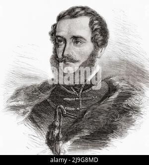 Lajos Kossuth de Udvard et Kossuthfalva aka Louis Kossuth, 1802 – 1894. Nobile ungherese, avvocato, giornalista, politico, statista e governatore-presidente del Regno di Ungheria durante la rivoluzione del 1848-49. Da l'Univers Illustre, pubblicato Parigi, 1859 Foto Stock