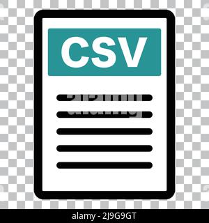 Icona file CSV con sfondo trasparente. Vettore modificabile. Illustrazione Vettoriale