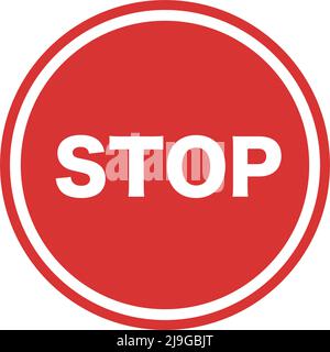 Stop rotondo in rosso. Vettore modificabile. Illustrazione Vettoriale