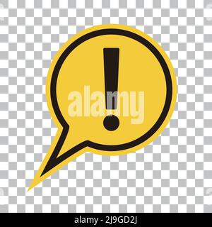 Punto esclamativo in un fumetto vocale. Illustrazione vettoriale che può essere utilizzata per avvisi e avvisi. Lo sfondo è trasparente. Vettore modificabile. Illustrazione Vettoriale