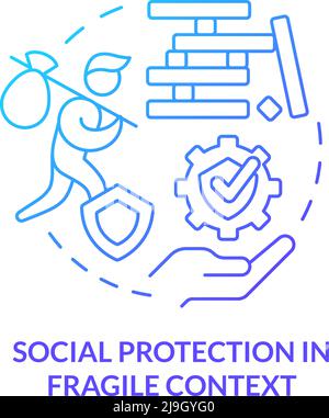 Protezione sociale in un contesto fragile blu sfumatura concetto icona Illustrazione Vettoriale