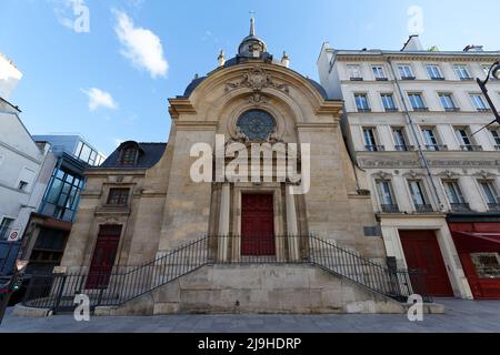 Marais tempio, una chiesa protestante nel quartiere di le Marais a Parigi, Francia. Foto Stock