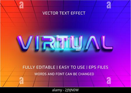 effetto di testo modificabile 3d virtuale a colori Illustrazione Vettoriale