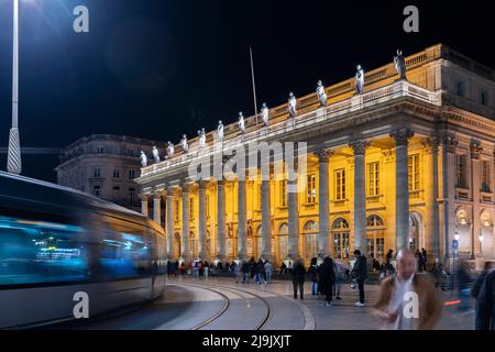 L'Opera Nazionale di Bordeaux di notte Foto Stock