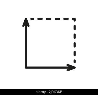 Icona di area quadrata. Segno degli assi delle coordinate. Sistema di coordinate icona del grafico matematico piatto. Misurazione dell'area del terreno. Posizionare il pittogramma della dimensione. Contorno vettoriale Illustrazione Vettoriale