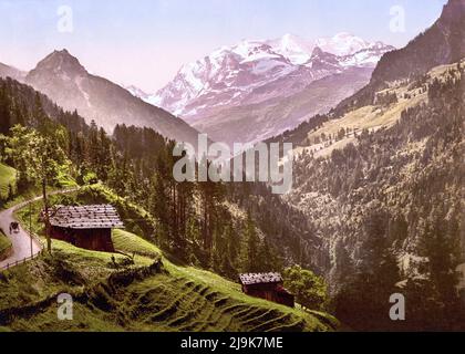 Rifugio Kiental e Alpine, Alpi Bernesi, Berna, Svizzera 1890. Foto Stock