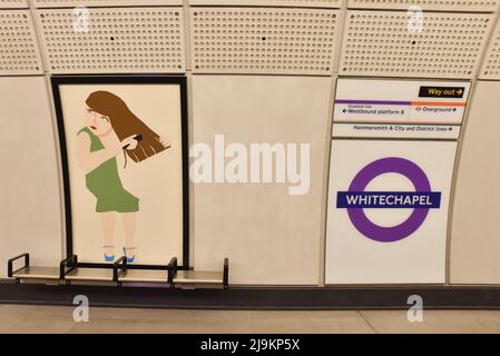 Whitechapel, Londra, Regno Unito. 24th maggio 2022. Si apre la linea Elizabeth, con treni che attualmente collegano Abbey Wood a Paddington. Credit: Matthew Chattle/Alamy Live News Foto Stock