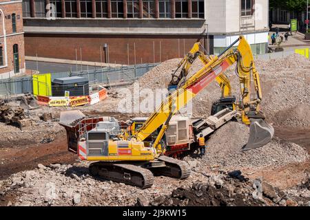 Demolizione del vecchio centro commerciale Broadmarsh nel centro di Nottingham, Nottinghamshire Inghilterra Regno Unito Foto Stock