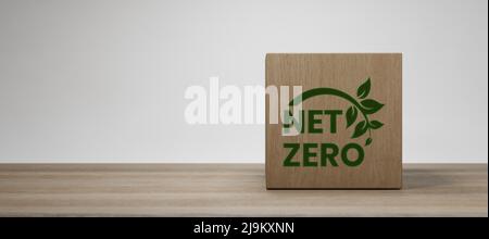 concetto di energia pulita netto zero legno blocco 3d rendering Foto Stock