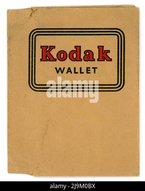 Il portafoglio fotografico Kodak originale degli anni '30, utilizzato da un cliente britannico nel 1937, Regno Unito Foto Stock