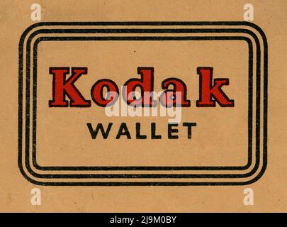 Logo Kodak degli anni '30 su un portafoglio fotografico originale utilizzato da un cliente britannico nel 1937, Regno Unito Foto Stock