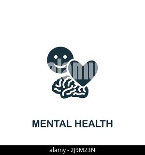 Icona Salute mentale. Icona quarantena semplice monocromatica per modelli, web design e infografiche Illustrazione Vettoriale