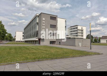 Edifici modernisti nel campus Bauhaus di Dessau, Sassonia-Anhalt, Germania Foto Stock