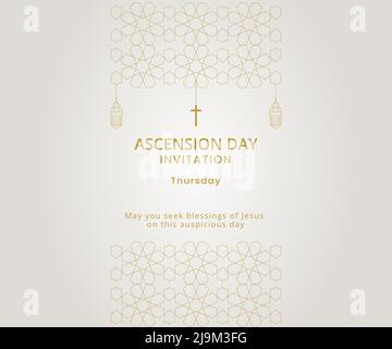 Ascension Day Party Invitation Card Template Illustrazione vettoriale Illustrazione Vettoriale