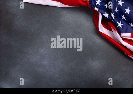 Martin Luther King Day Anniversary - bandiera americana su sfondo nero vecchio astratto Foto Stock