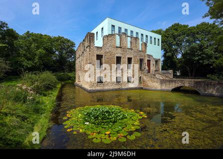 Bochum, Renania settentrionale-Vestfalia, Germania - Weitmar Castle Park. Parco con le rovine di un palazzo del 16th secolo, la Weitmar House, un ex nob Foto Stock