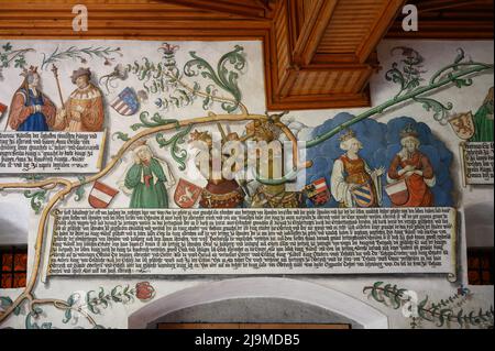 Albero genealogico del castello di Tratzberg in Tirolo Foto Stock