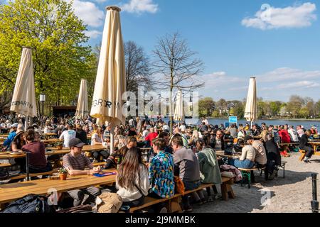 Biergarten Haus Zenner, Alt-Treptow, Treptow-Köpenick, Berlino, Germania Foto Stock