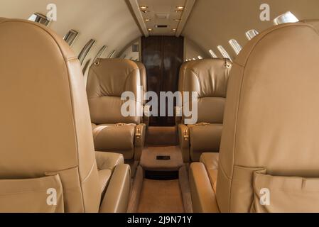 Interno di un jet privato business - foto stock Foto Stock