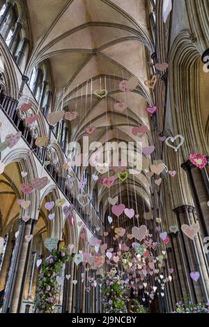 Salisbury Flower Festival, Salisbury Cathedral, Salisbury, Wiltshire Regno Unito nel mese di maggio Foto Stock