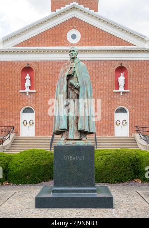 La statua di Padre Pierre Gibault al Geroge Rogers Clark Park Foto Stock