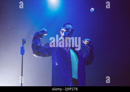 Roma, Italia. 21st maggio 2022. Mahmood (Alessandro Mahmoud) suona dal vivo in concerto all'Atlantico di Roma. (Foto di Valeria Magri/SOPA Images/Sipa USA) Credit: Sipa USA/Alamy Live News Foto Stock