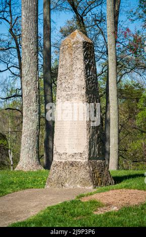 Monumento alla tomba di massa nel campo di battaglia di Mill Springs Foto Stock