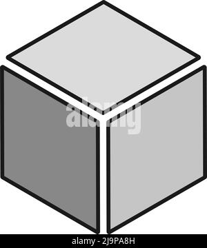 Elemento cubo isometrico, icona. Cubista astratto 3D forma. Illustrazione vettoriale di stock, grafica clip-art Illustrazione Vettoriale