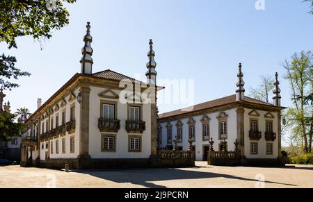 Vista sul palazzo Mateus a Vila Real, Portogallo Foto Stock