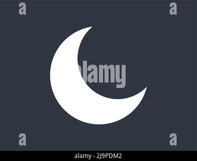 Icona modalità notte scura. Vettore con luna su sfondo nero. Illustrazione Vettoriale