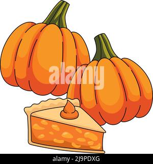 Thanksgiving Pumpkin Pie Cartoon Coloured Clipart Illustrazione Vettoriale