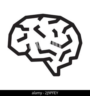 Concetto di intelligenza artificiale e icona del cervello in stile contorno su sfondo bianco Illustrazione Vettoriale