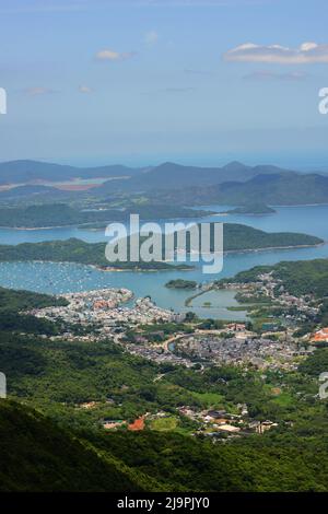 Una vista di Marina Cove, Hebe Haven nei nuovi territori di Hong Kong. Foto Stock