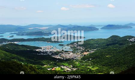 Una vista di Marina Cove, Hebe Haven nei nuovi territori di Hong Kong. Foto Stock