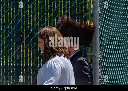 Uomo ebreo hassidico che indossa uno shtreimel Foto Stock