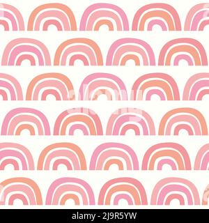 Motivo di sfondo arcobaleno. Carino vettore senza cuciture ripetizione design di boho rosa arcobaleno. Illustrazione Vettoriale