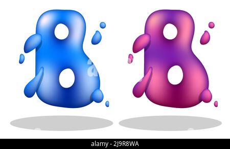 Lettera B dell'alfabeto inglese in forma di gomma a bolle. Alfabeto di apprendimento per i bambini in asilo. Vettore realistico 3D isolato su sfondo bianco Illustrazione Vettoriale