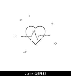 Polso, cardio, frequenza cardiaca icona della linea vettoriale semplice. Simbolo, pittogramma, segno isolato su sfondo bianco. Tratto modificabile. Regolare lo spessore della linea. Illustrazione Vettoriale