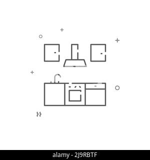 Set cucina con ventola estrattore semplice icona linea vettoriale. Simbolo, pittogramma, segno isolato su sfondo bianco. Tratto modificabile. Regolare lo spessore della linea. Illustrazione Vettoriale