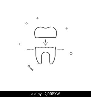 Corona dentale semplice icona della linea vettoriale. Simbolo, pittogramma, segno isolato su sfondo bianco. Tratto modificabile. Regolare lo spessore della linea. Illustrazione Vettoriale